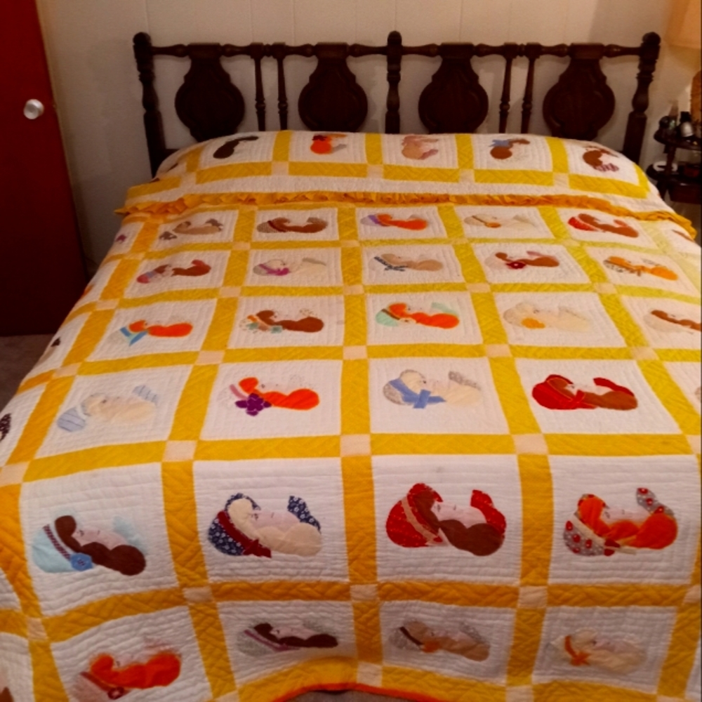 This is a vintage king size comforter with pillow cover handmade Actually Art